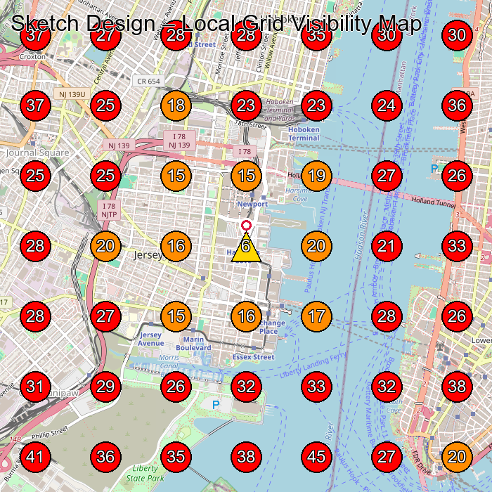 Sketch Design GeoGrid visibility map for Toy Manufacturer in Brooklyn